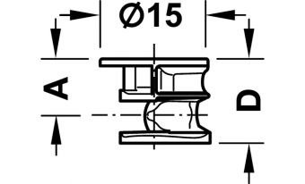 Корпус MINIFIX цинковый без буртика, толщина детали 18 мм, D=13.5 мм, A=9 мм