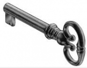 Декоративный ключ с бородкой, бронза 38 мм