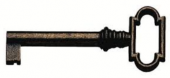 Декоративный ключ с бородкой, цинковое литье, 38 мм, латунь