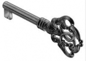 Декоративный ключ с бородкой, латунь полированная, 38 мм