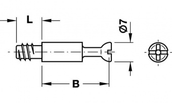 Болт стяжки MINIFIX, сталь, L=15 мм, B=34 мм
