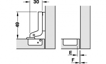 Стандартная петля METALLA MINI A 95° внутренняя без доводчика